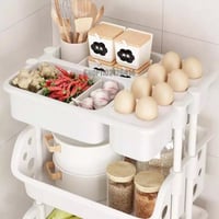 عربة تنظيم 4 طبقات بعجلات لون ابيض 88*39*42 سم MS2...