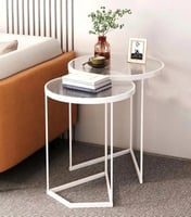 طقم طاولات خدمة ابيض حبتين 007701