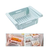 سلة تخزين وتنظيم الثلاجة قابل للتمدد بلاستيك