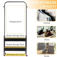 عربة تنظيم معدتية طبقتين بعجلات مع رف ملابس 410*39...