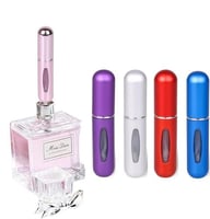 عبوة عطر بلاستيكية قابلة للتعبئة باللون ذهبي ، صغي...