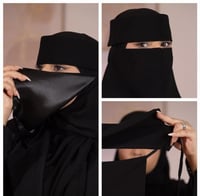 نقاب ملكي مبطن حرير أسود إسلامي (ربطة)