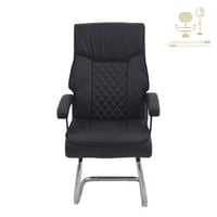 كرسي جلد ثابت اسود من كاما C-XH-9241