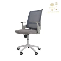 كرسي دوار شبك رمادى مع أبيض من كاما C-219