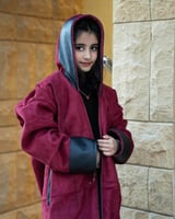 فروه بناتي انيقه لون عنابي فاخر مع اطراف اسود كلاس...