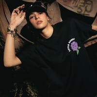 BLACK TEE - ROSE & BUTTERFLY