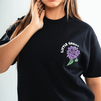 BLACK TEE - ROSE & BUTTERFLY