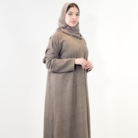 عبايه سادة كتان قطن لون بني فاتح