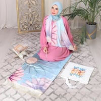 طقم صلاة مكون من سجادة وشرشف صلاة (قطعتين شرشف وحج...