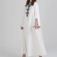 جلابية طويلة ابيض كريب ياباني