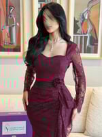 فستان ارجواني دانتيل بلون التوت البري