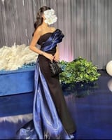 فستان السهرة الملكي – أسود بكاب كحلي لامع