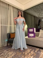 فستان سهره أوف شولدر لون سماوي