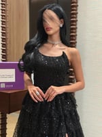 فستان اسود فخم طبقات