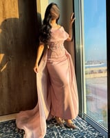 فستان سهرة بخامة اورجانزا وردي أنيق