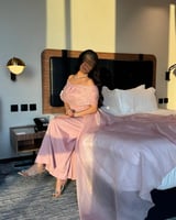 فستان سهرة بخامة اورجانزا وردي أنيق