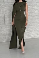 فستان ناعم كاب لون أخضر داكن