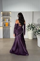 فستان سهره توب بأكمام منفصلة لون بنفسجي