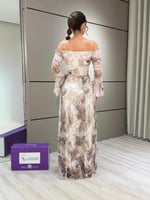 فستان "توليب" المشجر - بلمسة الورد البارز وأكمام ج...