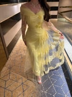 فستان اصفر سهرة دانتيل انيق