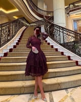 فستان بورغندي دانتيل