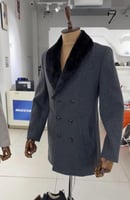 جاكيت رجالي كلاسيكي جوخ قلاب دبل فرو