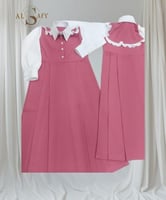 مريول مدرسي /زيتي كحلي وردي