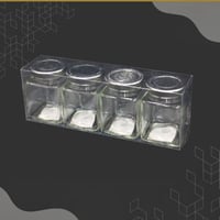 طقم علب زجاج بغطاء ستيل 4 حبات