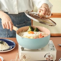 مقلاة بغطاء زجاجي و يد خشبيه (اللون الأبيض)