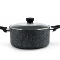 قدر جيرانيت بغطاء زجاج 24سم