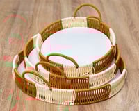 طقم سلال خوص 3 حبات دائرية