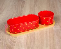 صحون تقديم بقاعدة خشبيه 28سم