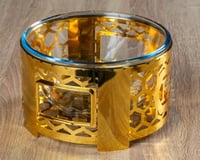 صحن تقديم ذهبي زجاجي