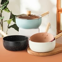 مقلاة بغطاء زجاجي و يد خشبيه (اللون الأبيض)