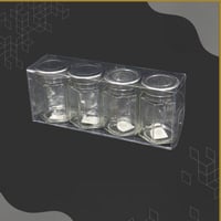 طقم علب زجاج بغطاء ستيل 4 حبات