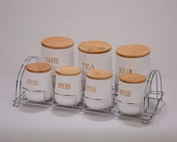 طقم علب بهارات 7 حبات وقاعده