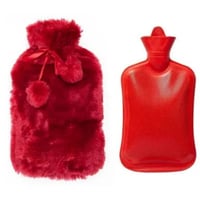 قربة ماء بغطاء من الفرو الناعم 2 لتر