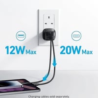 شاحن أنكر 33W بمدخلين مع كابل USB-C، تصميم مدمج وق...
