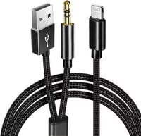 كابل ايه يو اكس لايفون، 3.5 ملم صوت وشحن USB A متو...