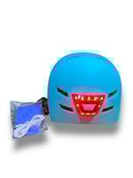 خوذة مع لمبات امامي وخلفي لون ازرق