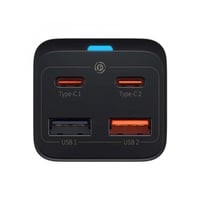 بيسوس - مصنة شحن بـ 4 منافذ بقوة 65 واط - اسود