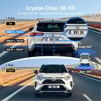 بيسوس - داش كام VD1 3K كاميرا أمامية وخلفية HD مدم...