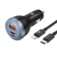 شاحن سياره 80 واط بمنفذ USB-L+1C+1A شحن سريع + كاب...