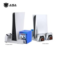 منصة شحن بلايستيشن 5 مع مروحة تبريد وقاعدة شحن يدي...