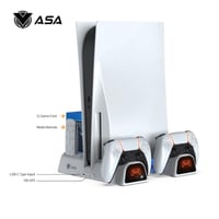 منصة شحن بلايستيشن 5 مع مروحة تبريد وقاعدة شحن يدي...