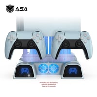 منصة شحن بلايستيشن 5 مع مروحة تبريد وقاعدة شحن يدي...