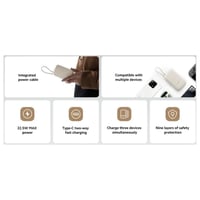 شاومي - بطارية متنقلة 10000 ملي امبير مدمج كيبل تا...