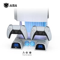 منصة شحن بلايستيشن 5 مع مروحة تبريد وقاعدة شحن يدي...