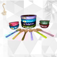 صحون فخار 4وسط +4صغير +6 ملاعق