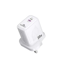 شاحن جداري w30 مدخلين PD+ايفون ابيض MoogMax